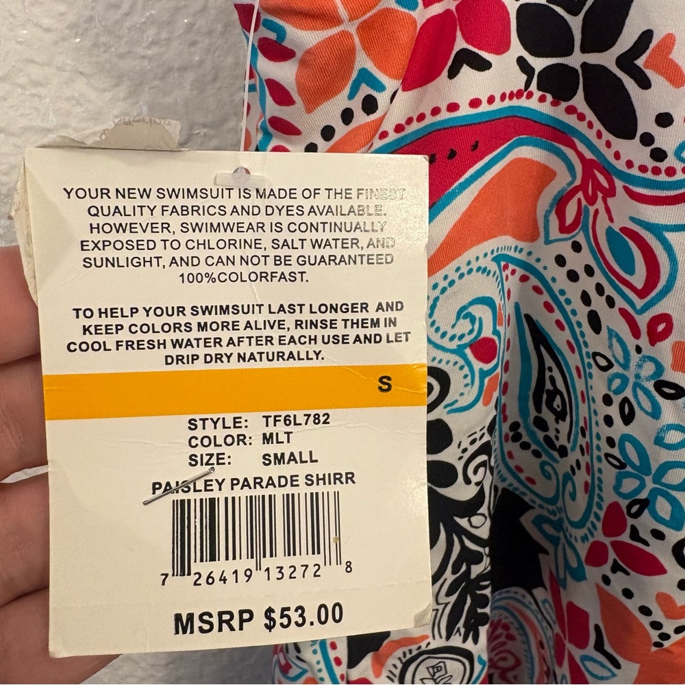 24th & Ocean Printed Tiered Tankini Top Women’s Small Multicolor Paisley Parade - Picture 5 of 6